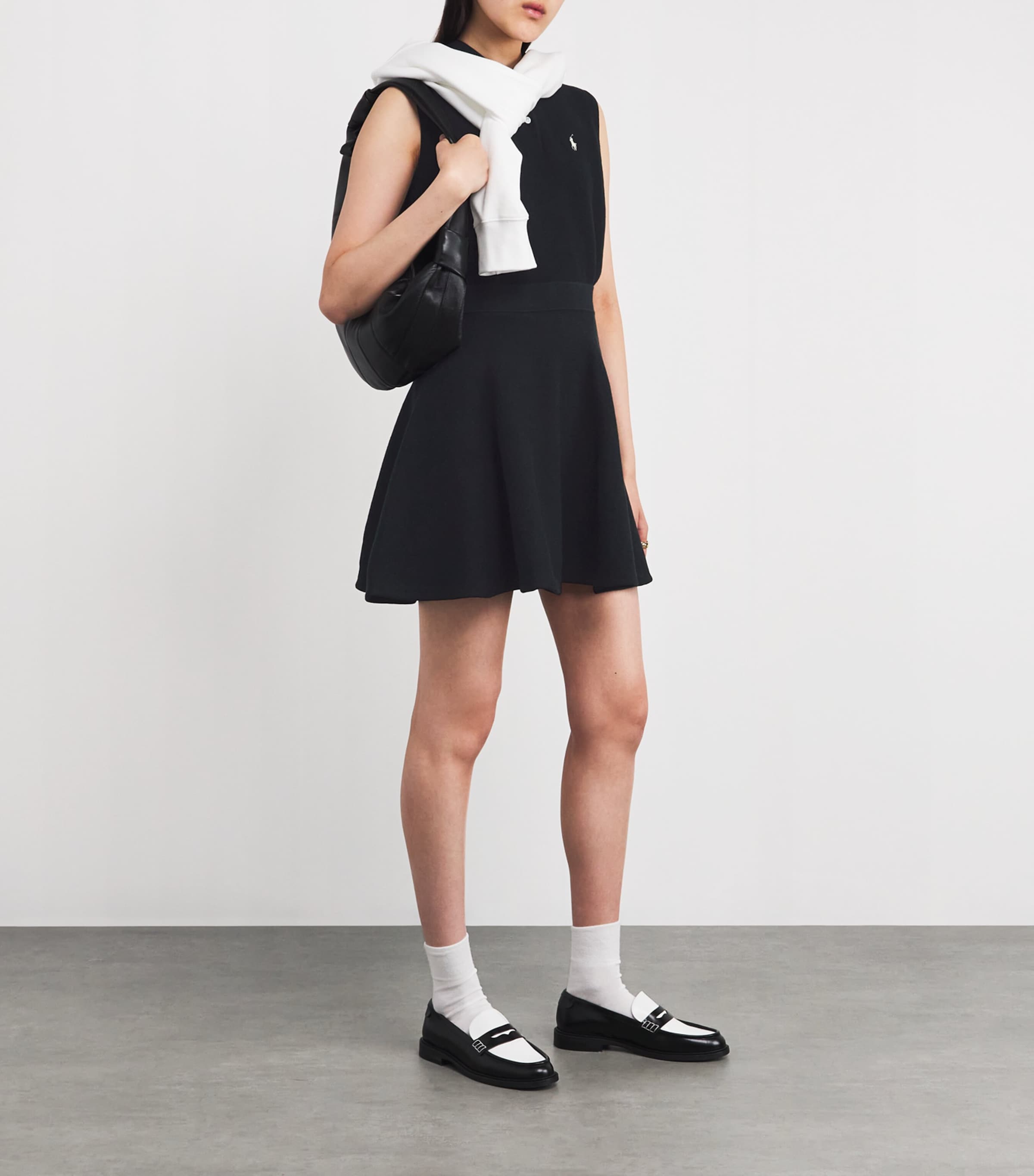 Polo Ralph Lauren Black Cotton-Blend Knitted Mini Skirt