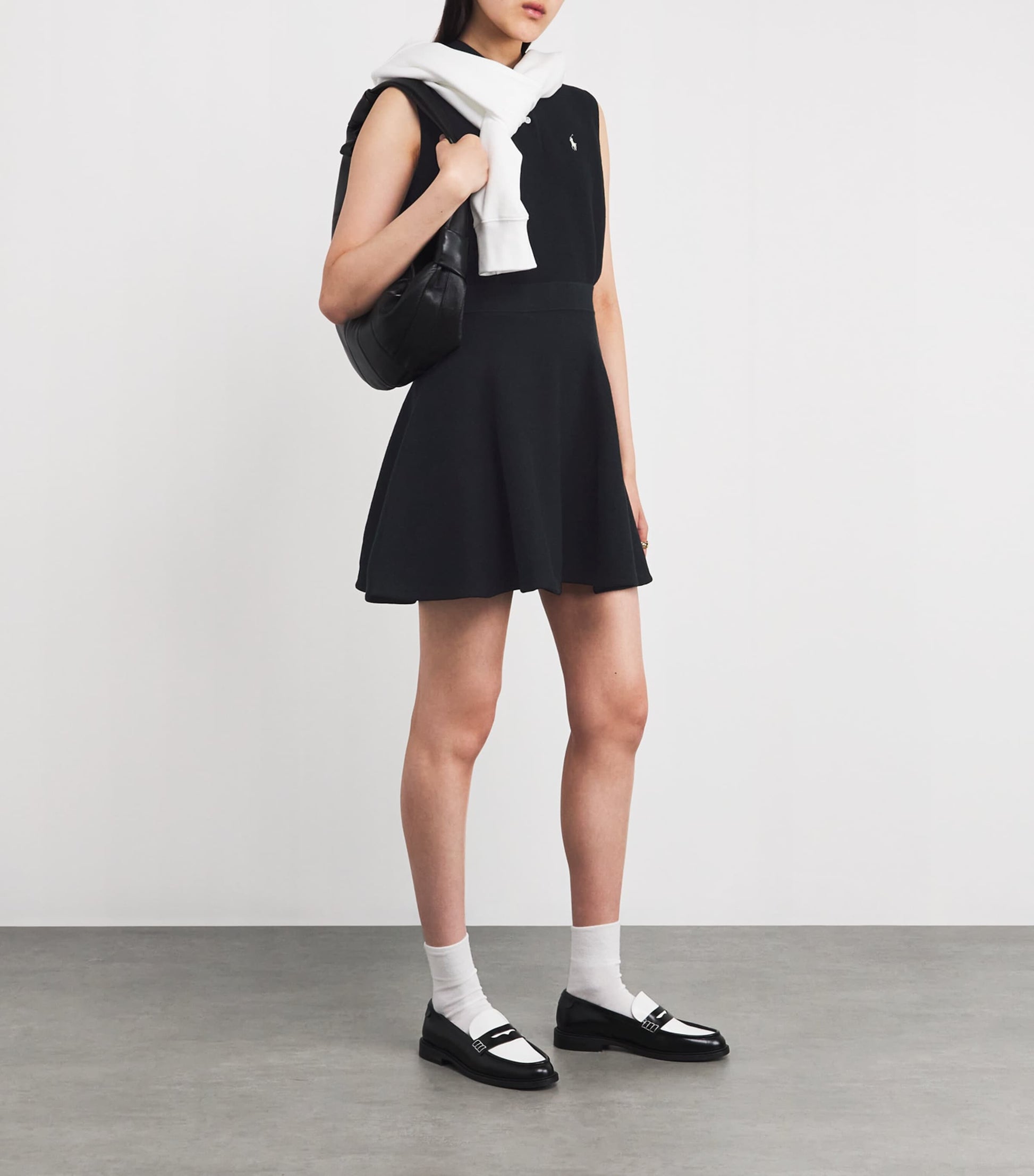 Polo Ralph Lauren Black Cotton-Blend Knitted Mini Skirt