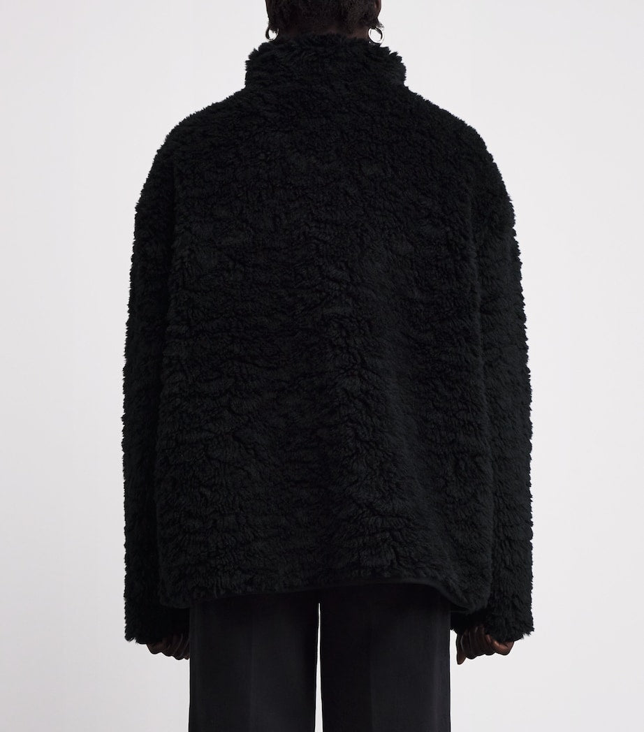 Skims Black Faux Fur Zip-Up Jacket