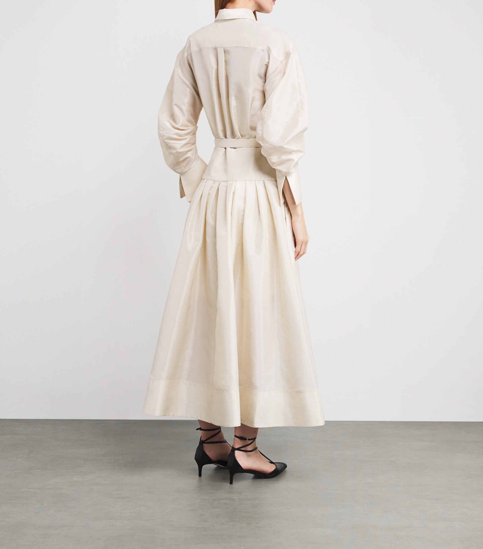Taffeta Maple Midi Shirt Dress CREAM