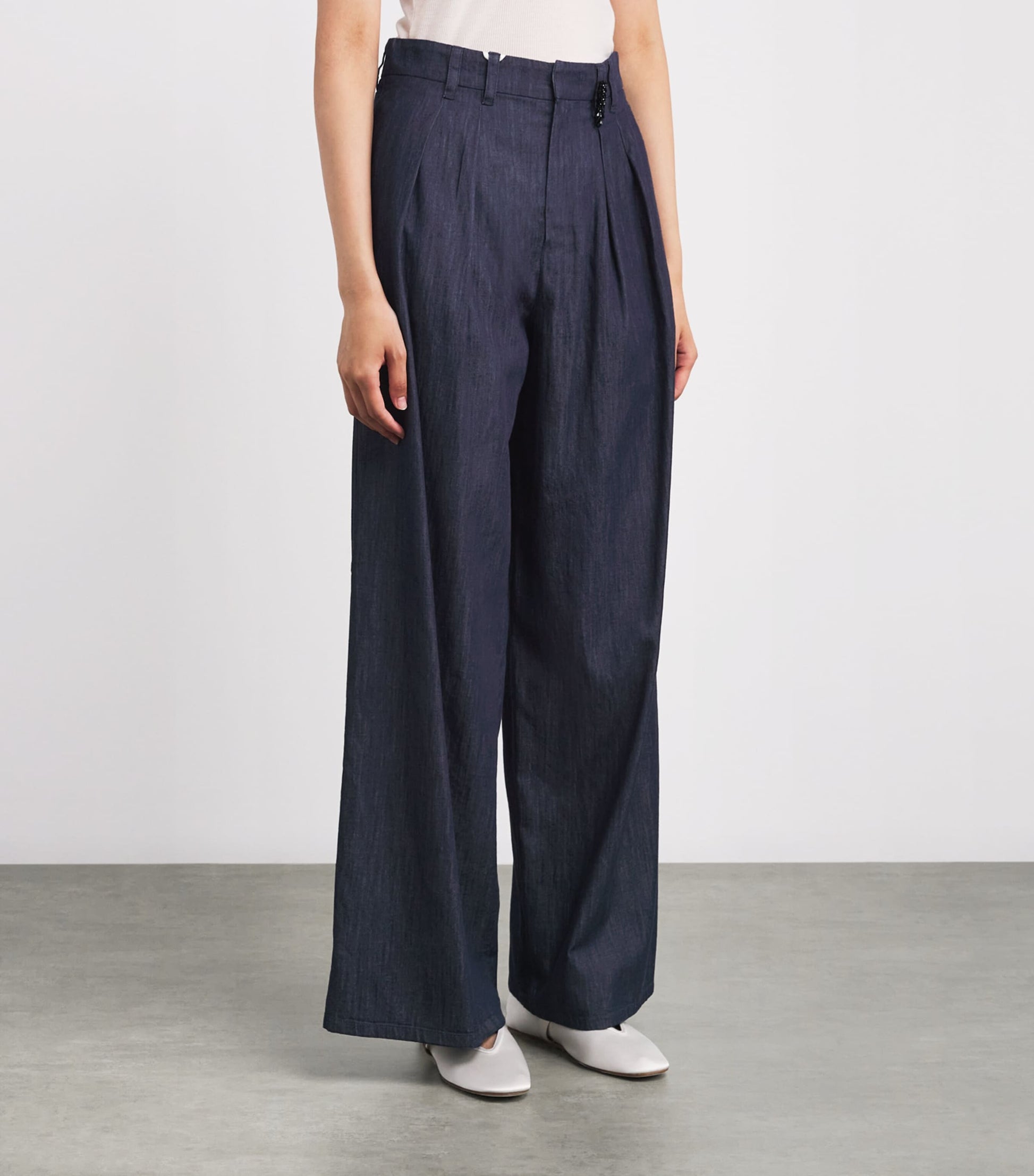Max Mara Blue Denim Embellished Trousers