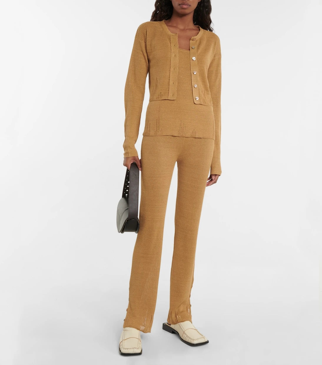 Acne Studios - Fitilli örgü keten karışımlı atlet