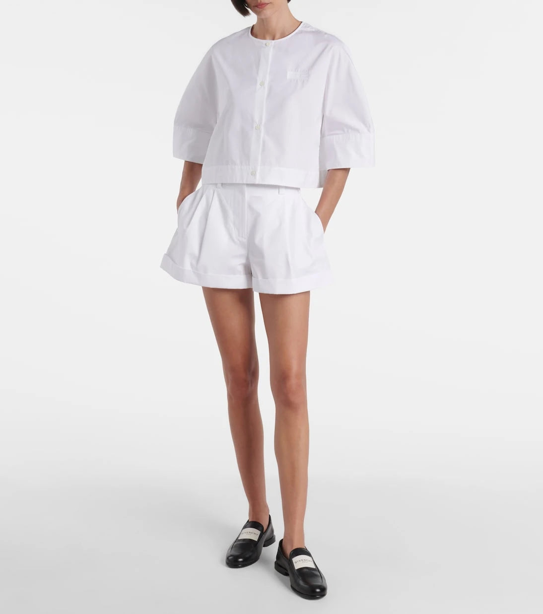 Givenchy - Pleated cotton poplin shorts