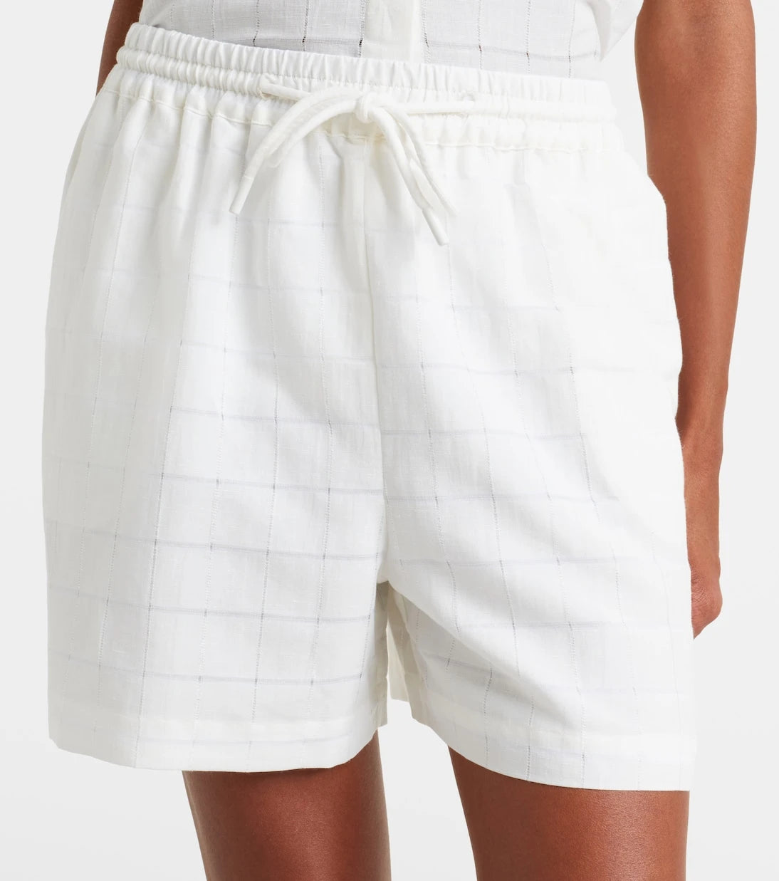 Asceno - Boston checked linen and cotton shorts