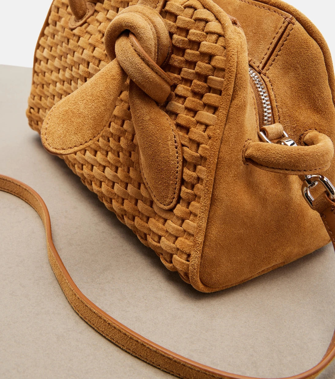 Jacquemus - Turismo Small woven suede bowling bag
