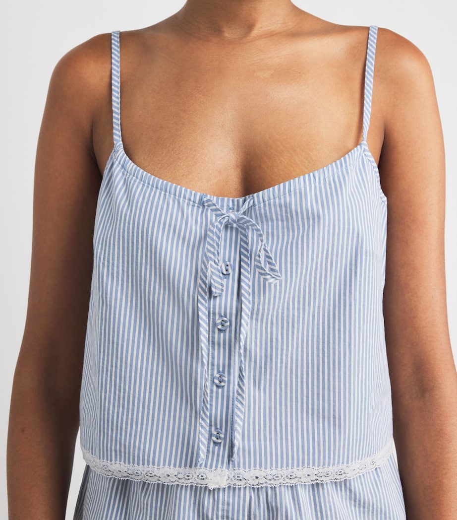 Skims Blue Cotton Poplin Cropped Camisole