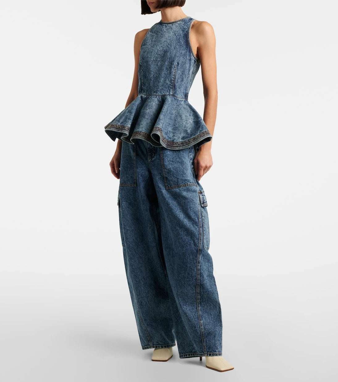 Alaïa - Peplum denim top