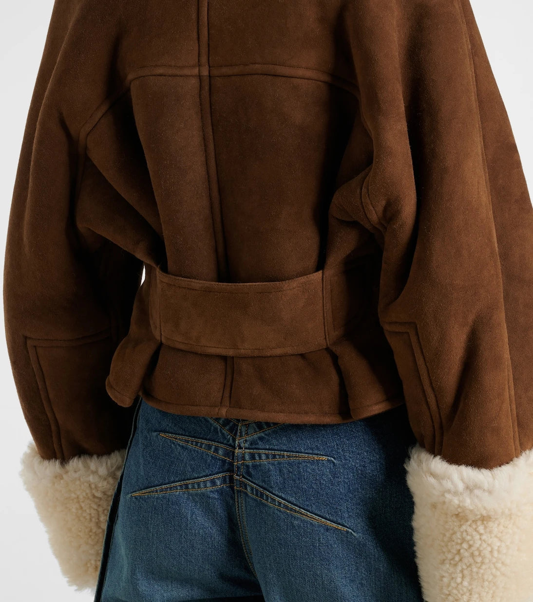 Alaïa - Shearling-trimmed suede jacket