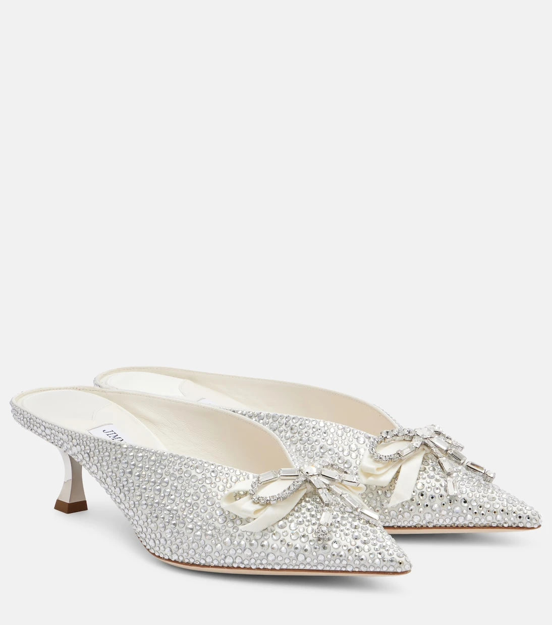Jimmy Choo - Auria 50 crystal-embellished satin mules