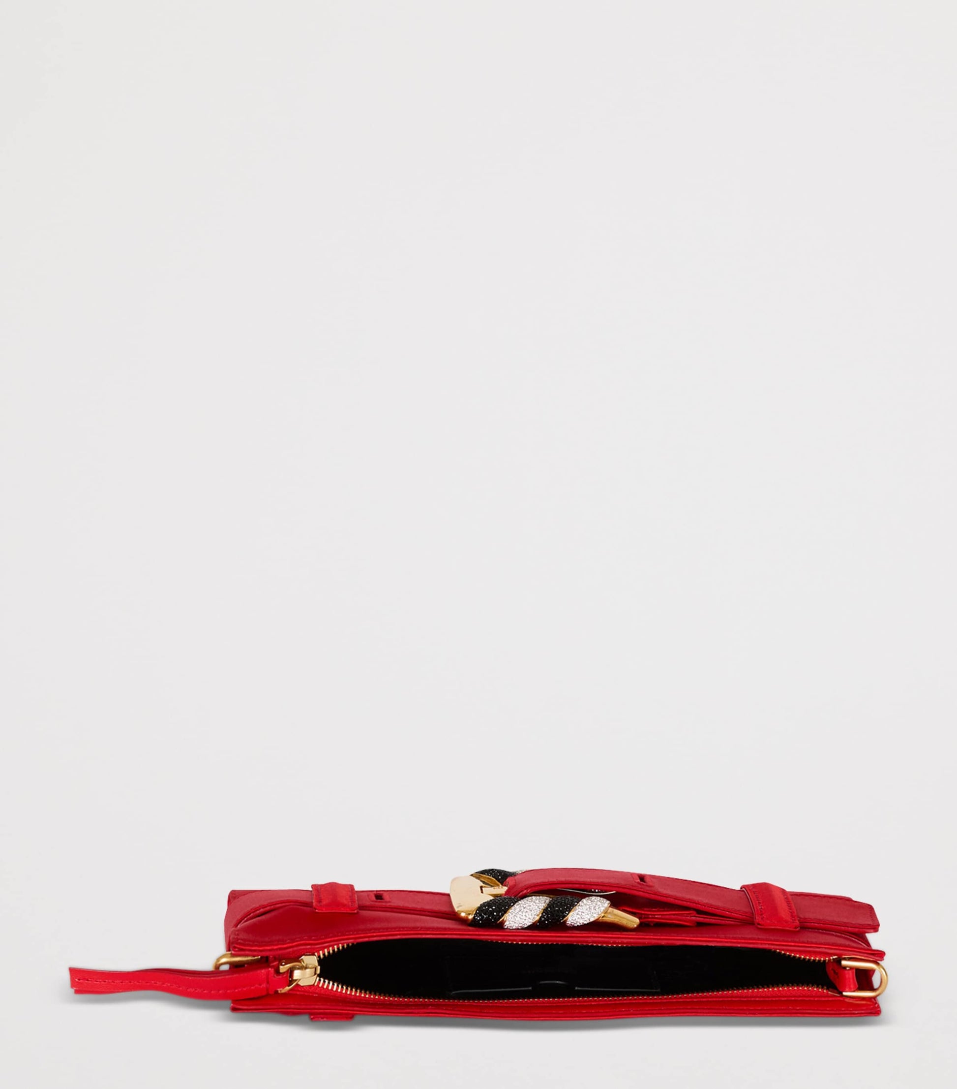 Balmain Red Satin Anthem Clutch Bag