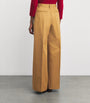 Yellow Cotton Pleated Wide-Leg Trousers