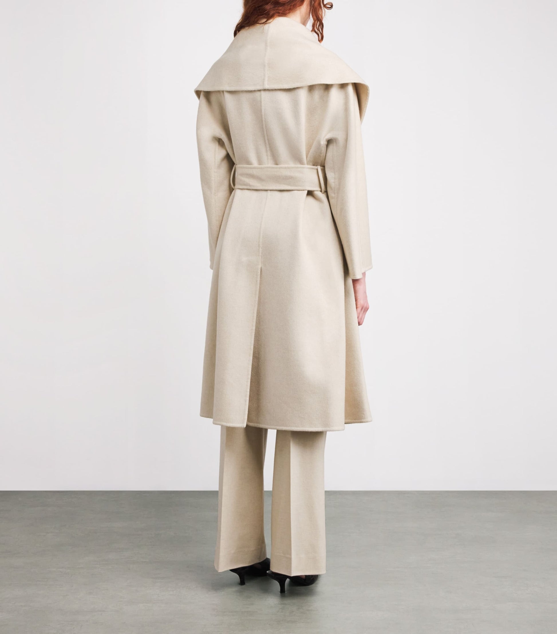 Beige Kid Cashmere Wrap Coat