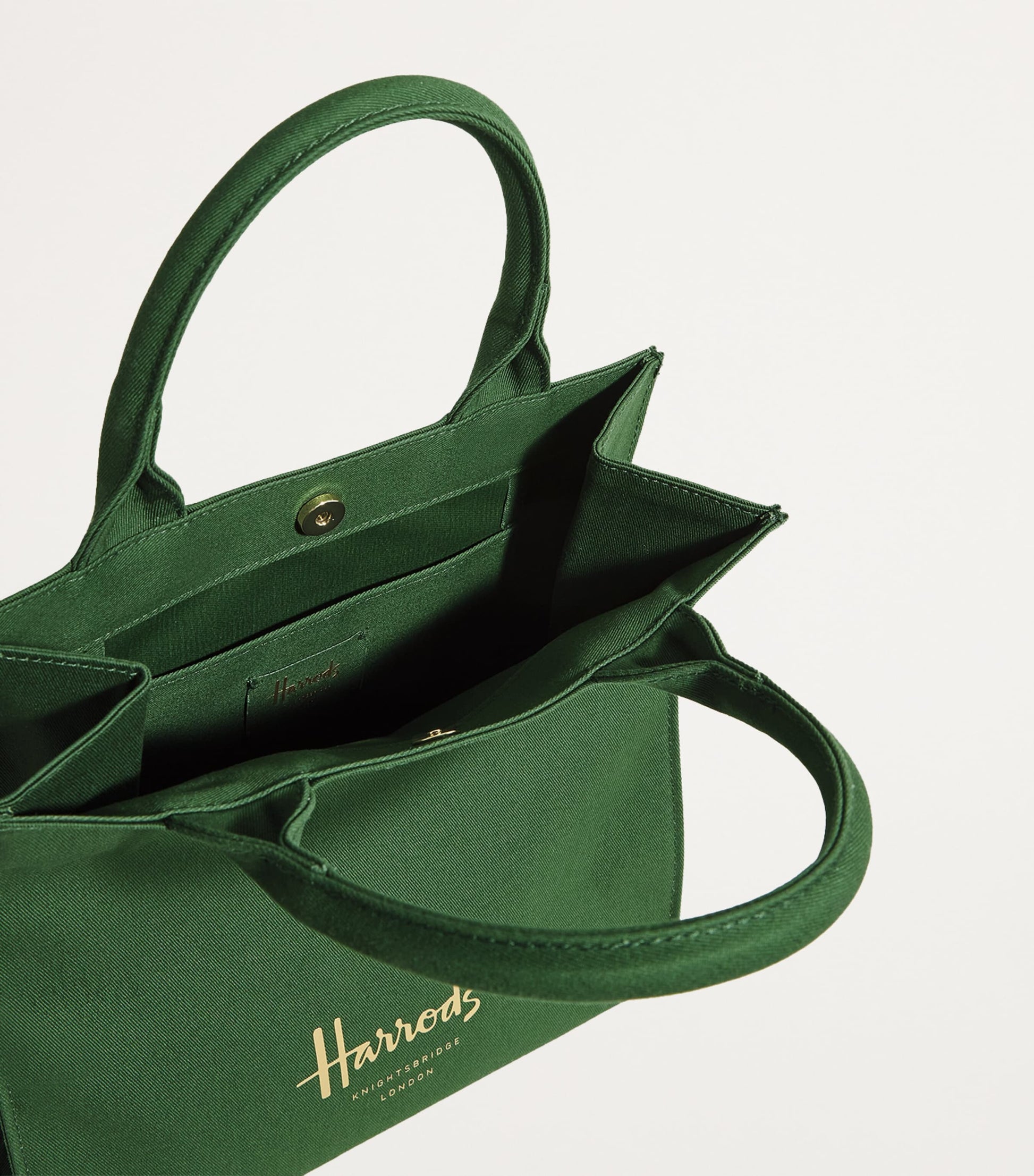 Harrods Green Small Cotton Logo Tote Bag