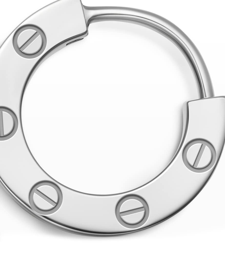 White Gold and Diamond LOVE Single Hoop Earring