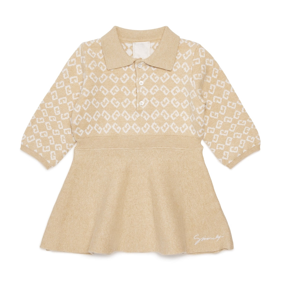 Givenchy Kids Beige Cotton-Cashmere Monogram Dress (6 Months-3 Years)