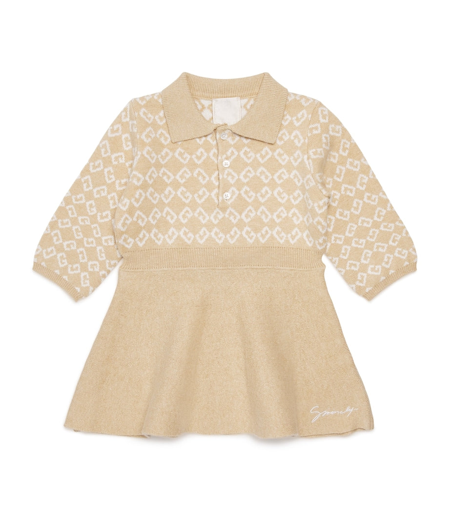 Givenchy Kids Beige Cotton-Cashmere Monogram Dress (6 Months-3 Years)