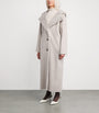 Beige Hooded Mink Fur-Trim Coat