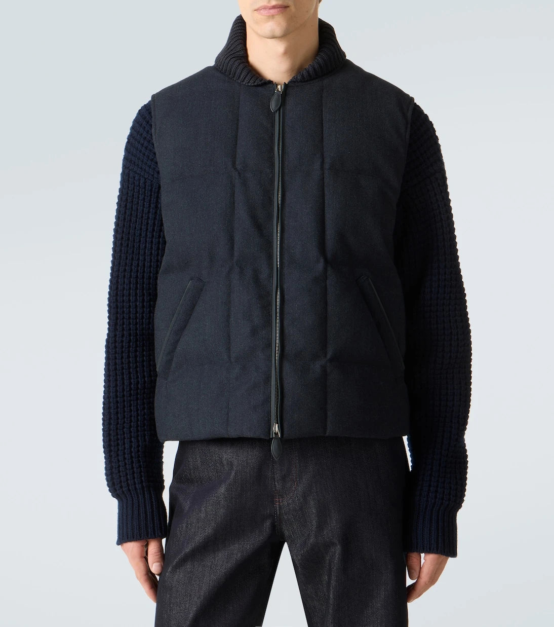 Berluti - Leather-trimmed quilted wool-blend vest