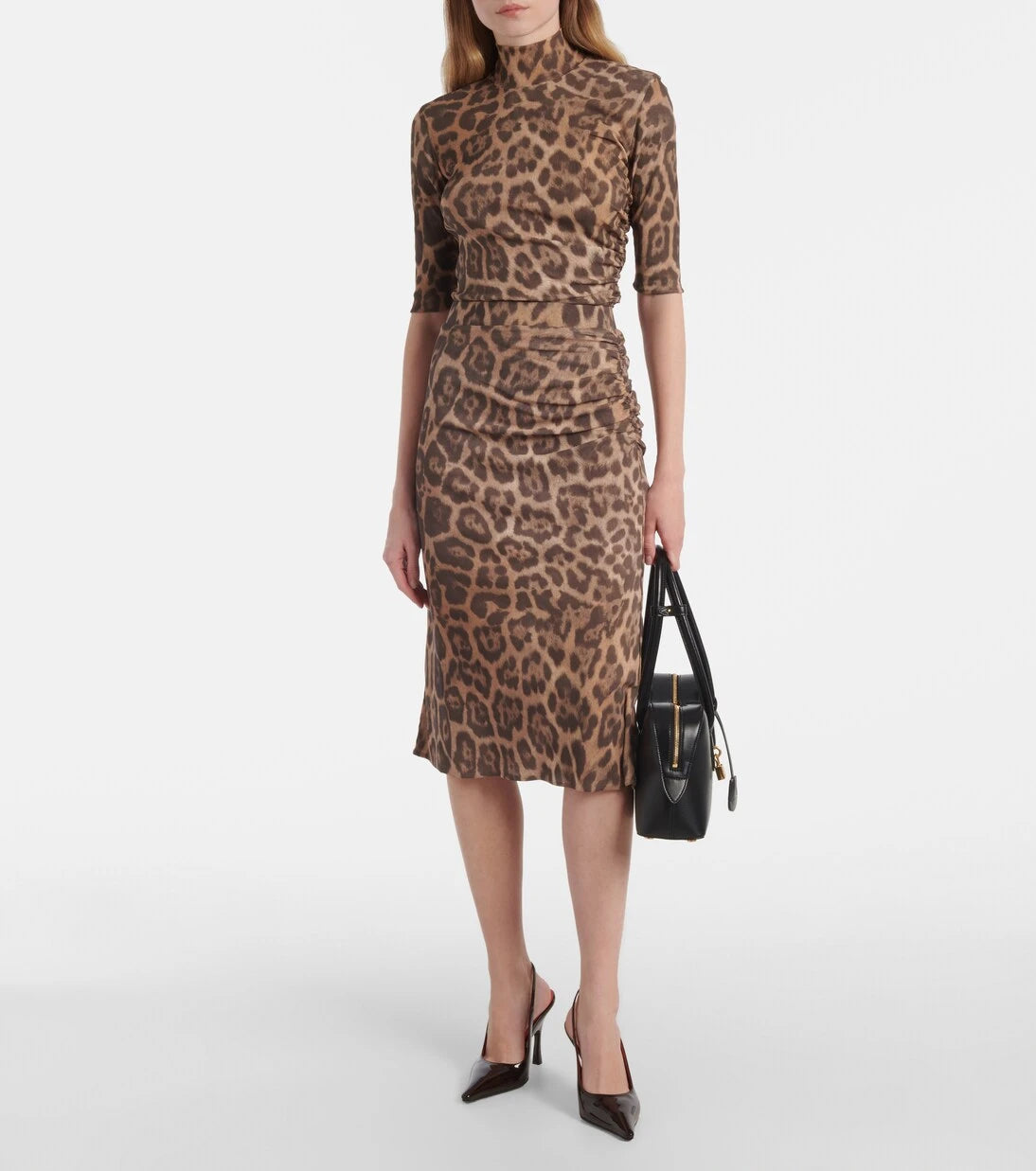 Stella McCartney - Leopard-printed ruched midi skirt