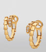 Yellow Gold and Diamond Serpenti Viper Hoop Earrings