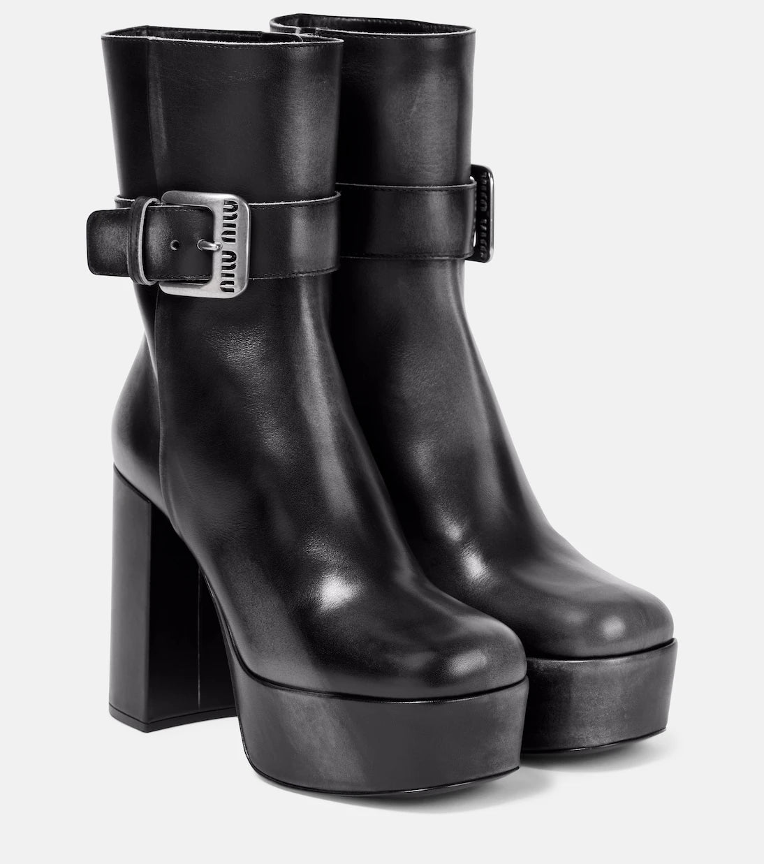 Miu Miu - Platform leather ankle boots