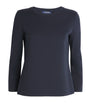 Max Mara Blue Cotton-Blend Long-Sleeve T-Shirt