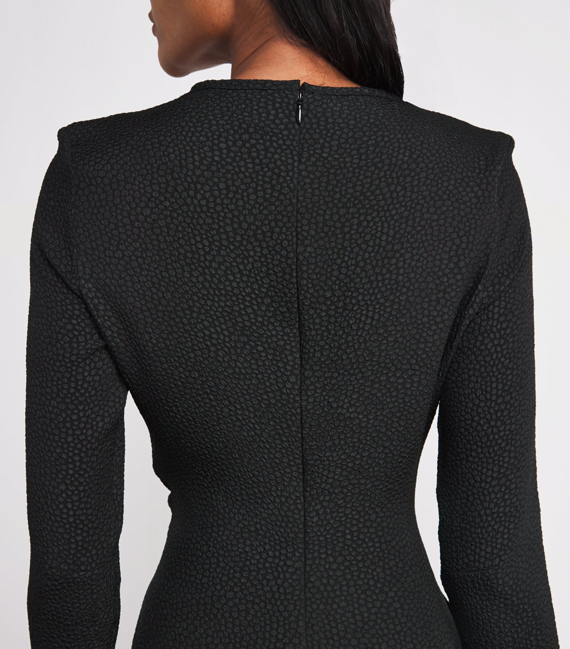 Edeline Lee Black Jacquard Long-Sleeve Flèche Midi Dress