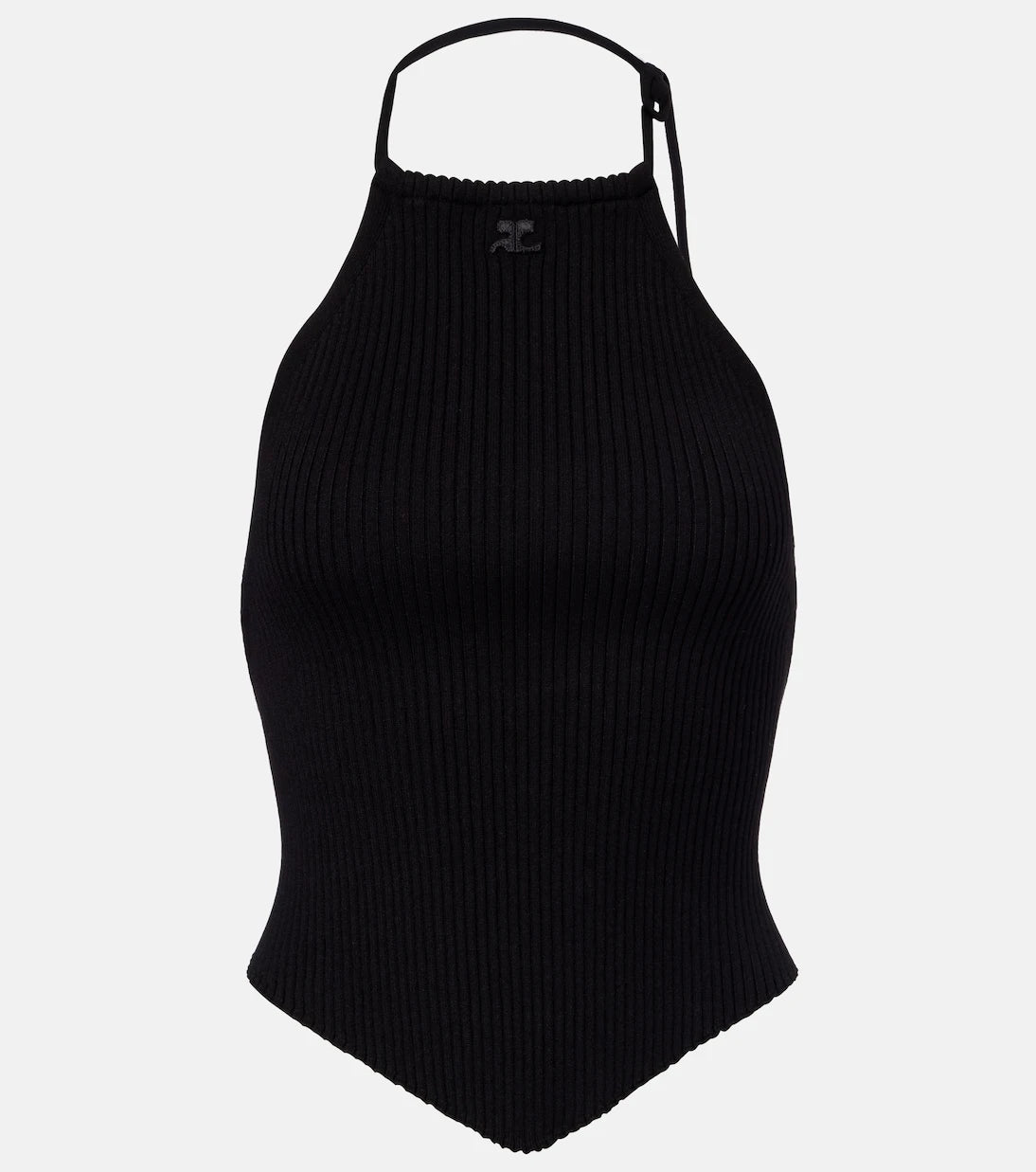 Courrèges - Pointy ribbed-knit halterneck top