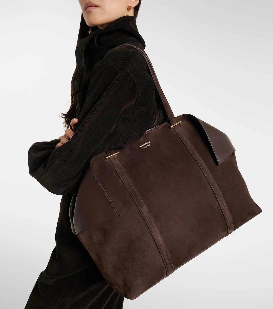 Ferragamo - Scarf Large suede tote bag