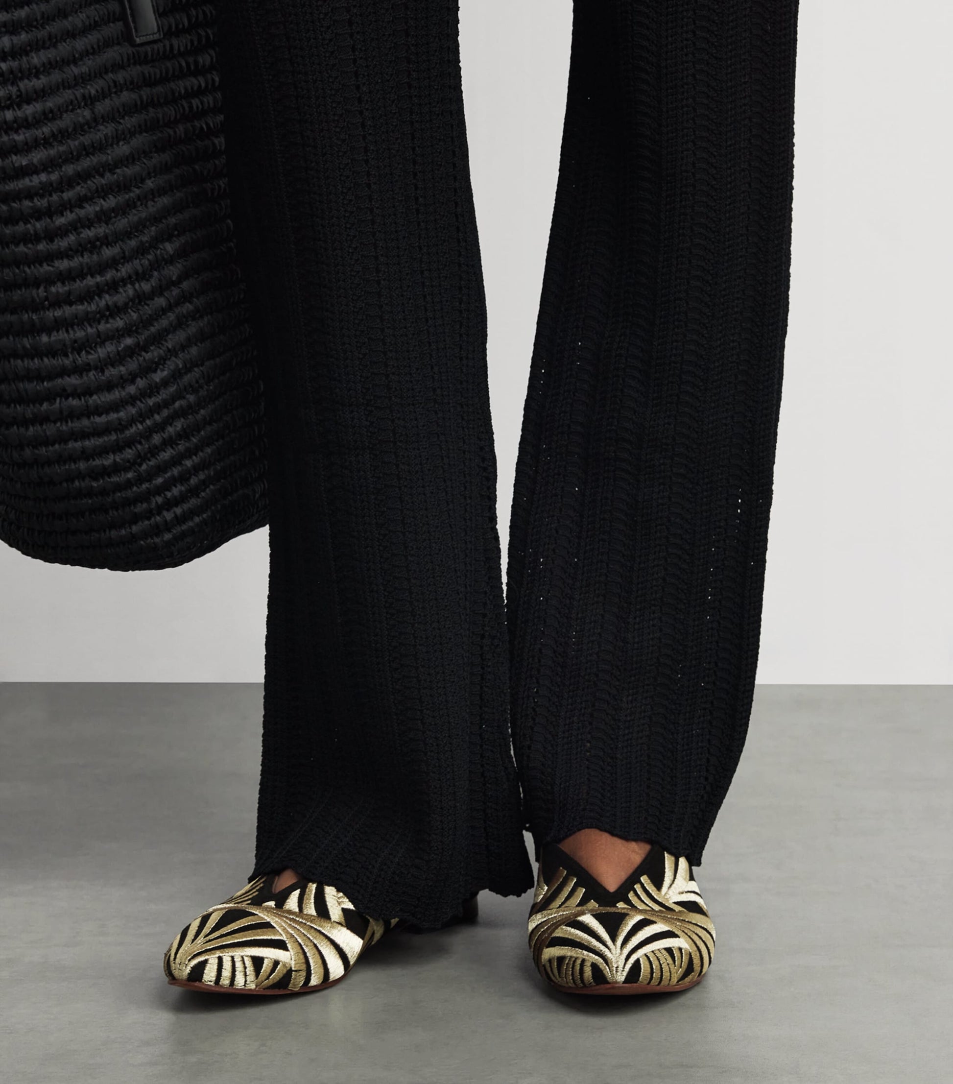 RAMLA Multi Suede Embroidered Palazzo Signoria Mules