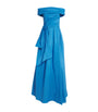Blue Taffeta Off-The-Shoulder Gown