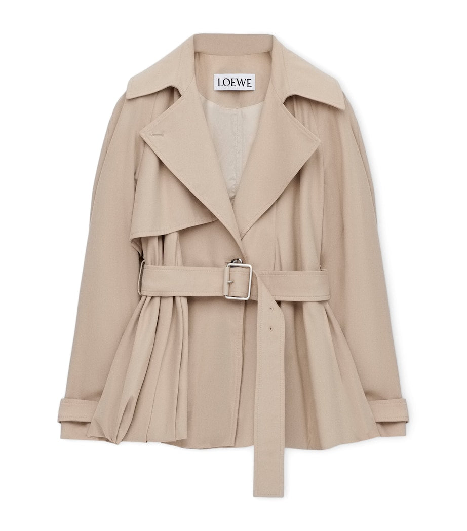 LOEWE Beige Cotton Belted Short Trench Coat