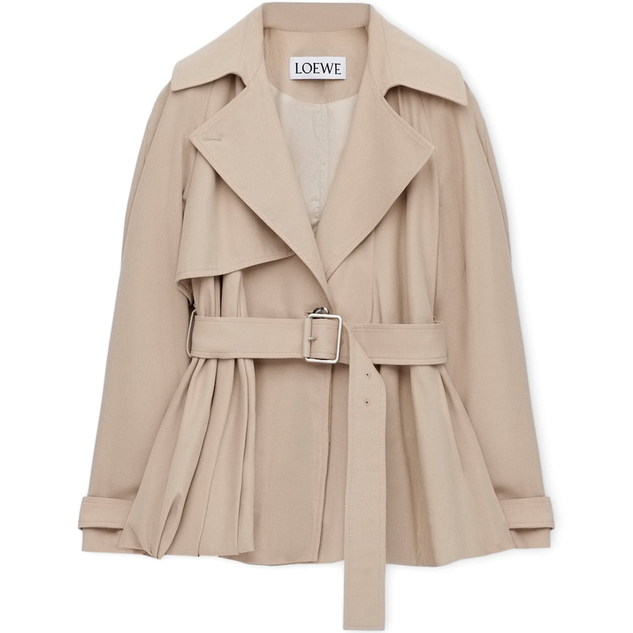 LOEWE Beige Cotton Belted Short Trench Coat