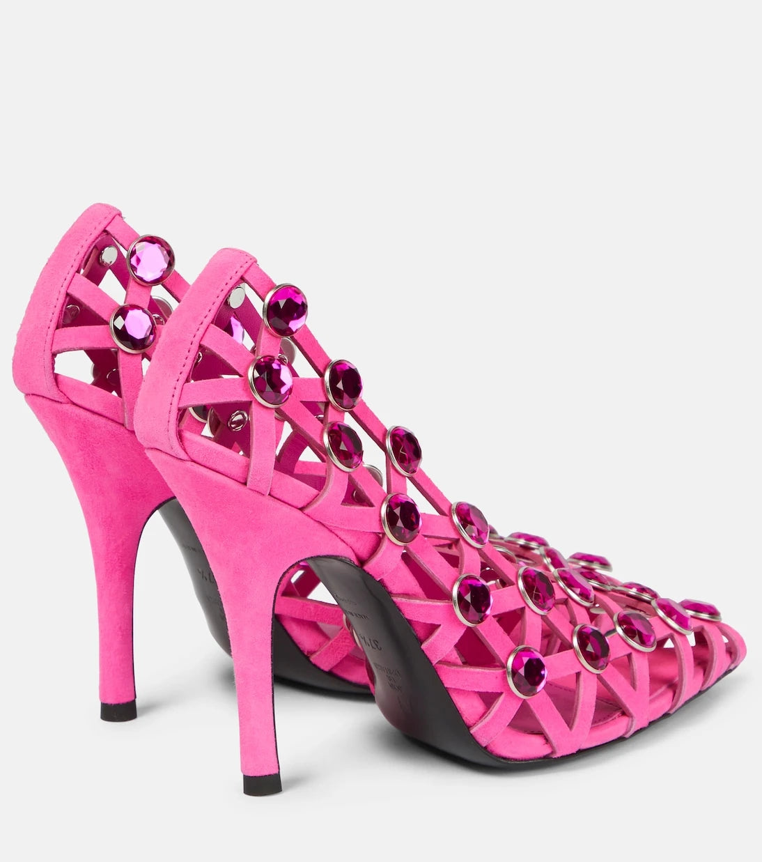 The Attico - Grid crystal-embellished suede pumps