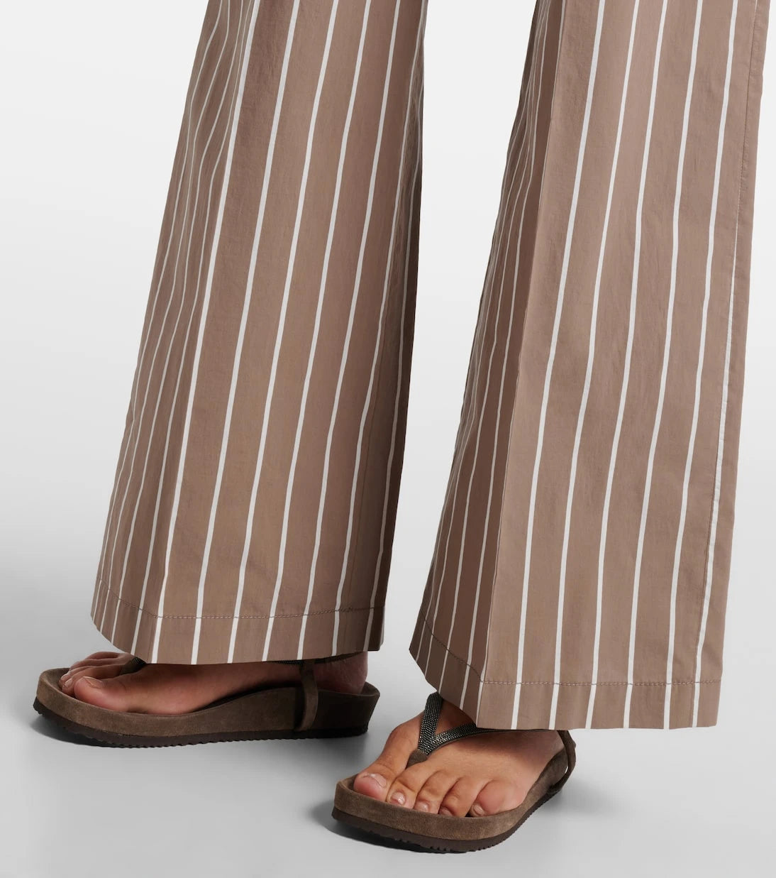 Brunello Cucinelli - Striped cotton-blend wide-leg pants