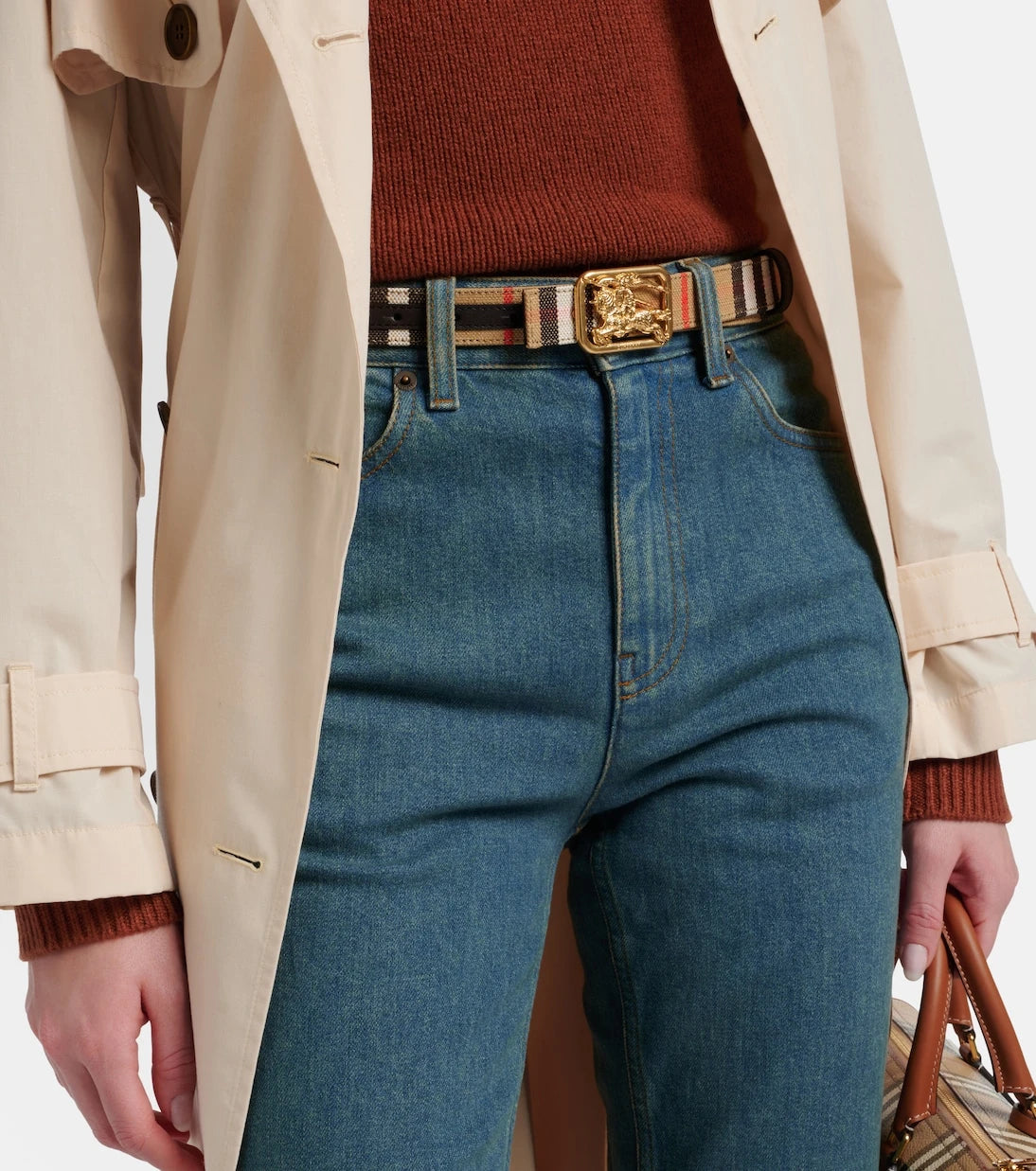 Burberry - حزام EKD Burberry Check بوجهين