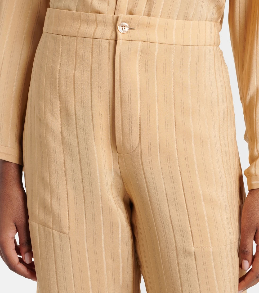Saint Laurent - Striped cropped silk straight pants