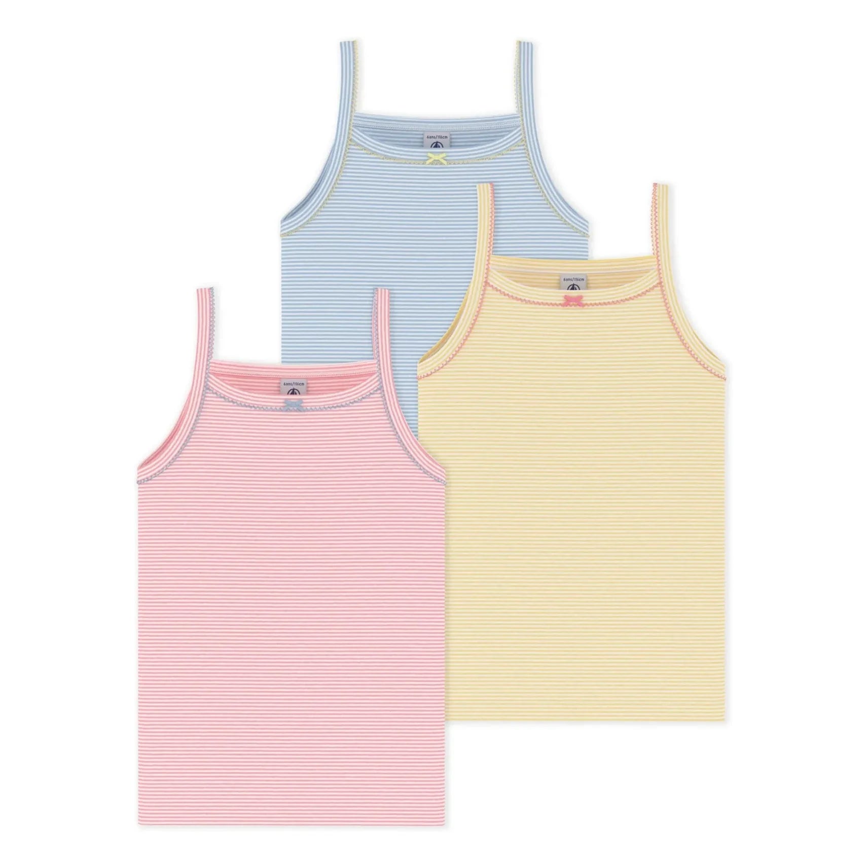 Petit Bateau - Lot 3 Striped Tank Tops | Yellow