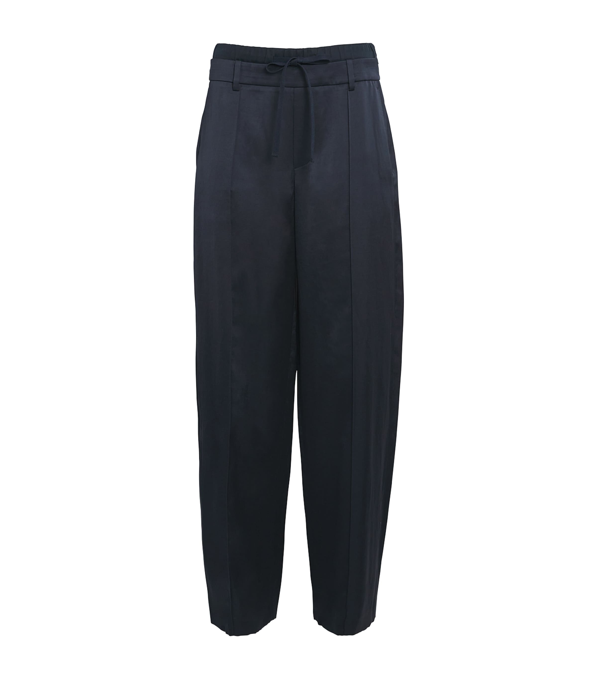 Blue Double-Waistband Tailored Trousers