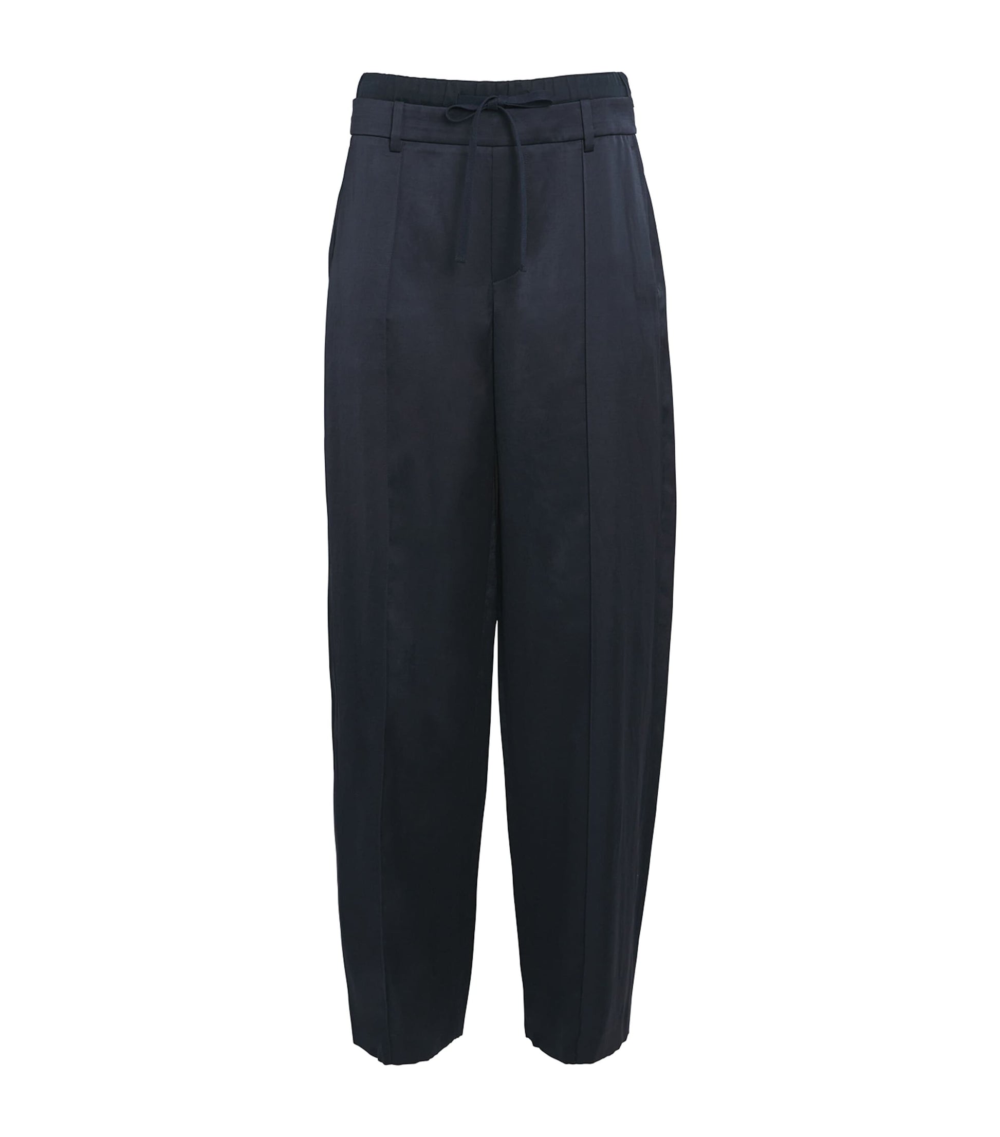 Blue Double-Waistband Tailored Trousers