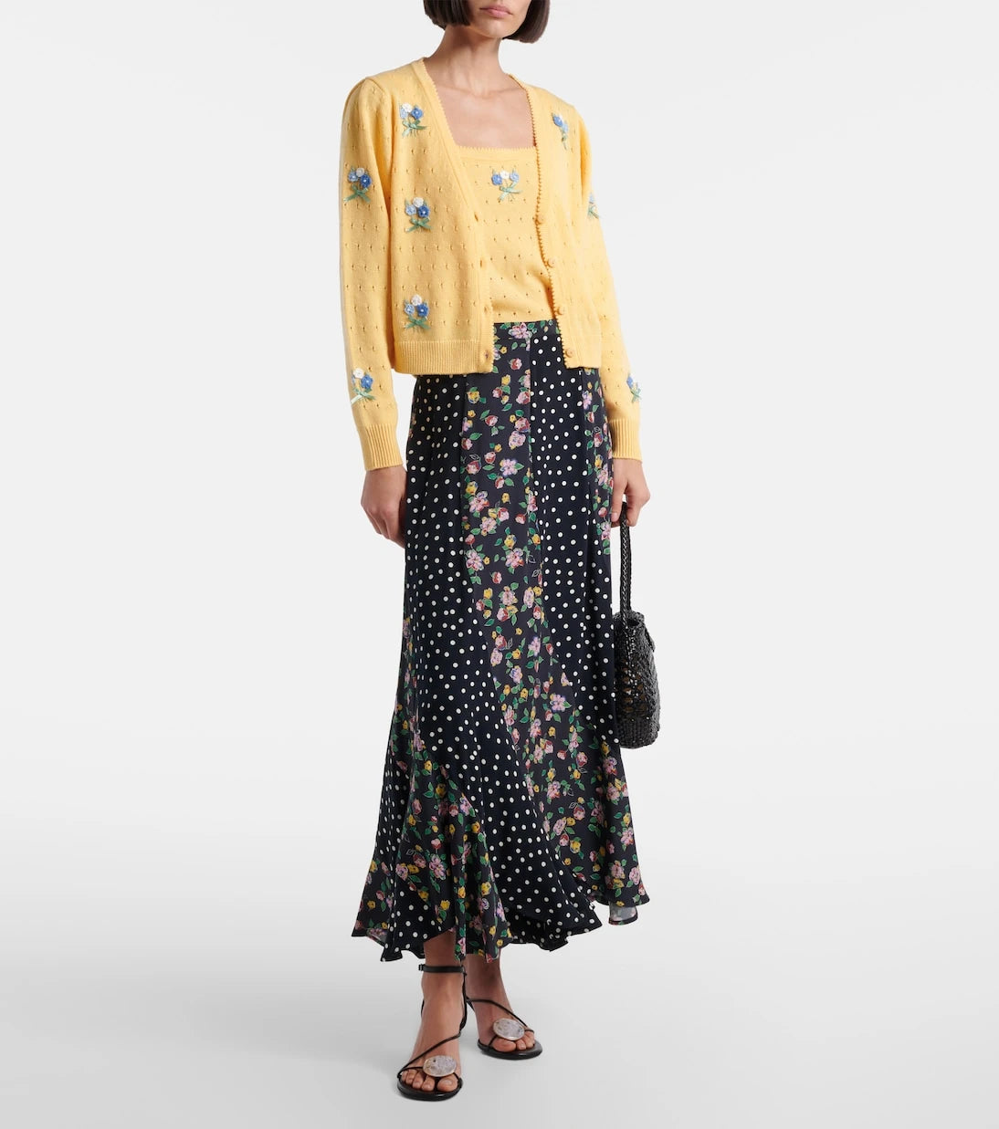 Rixo - Gracella paneled midi skirt