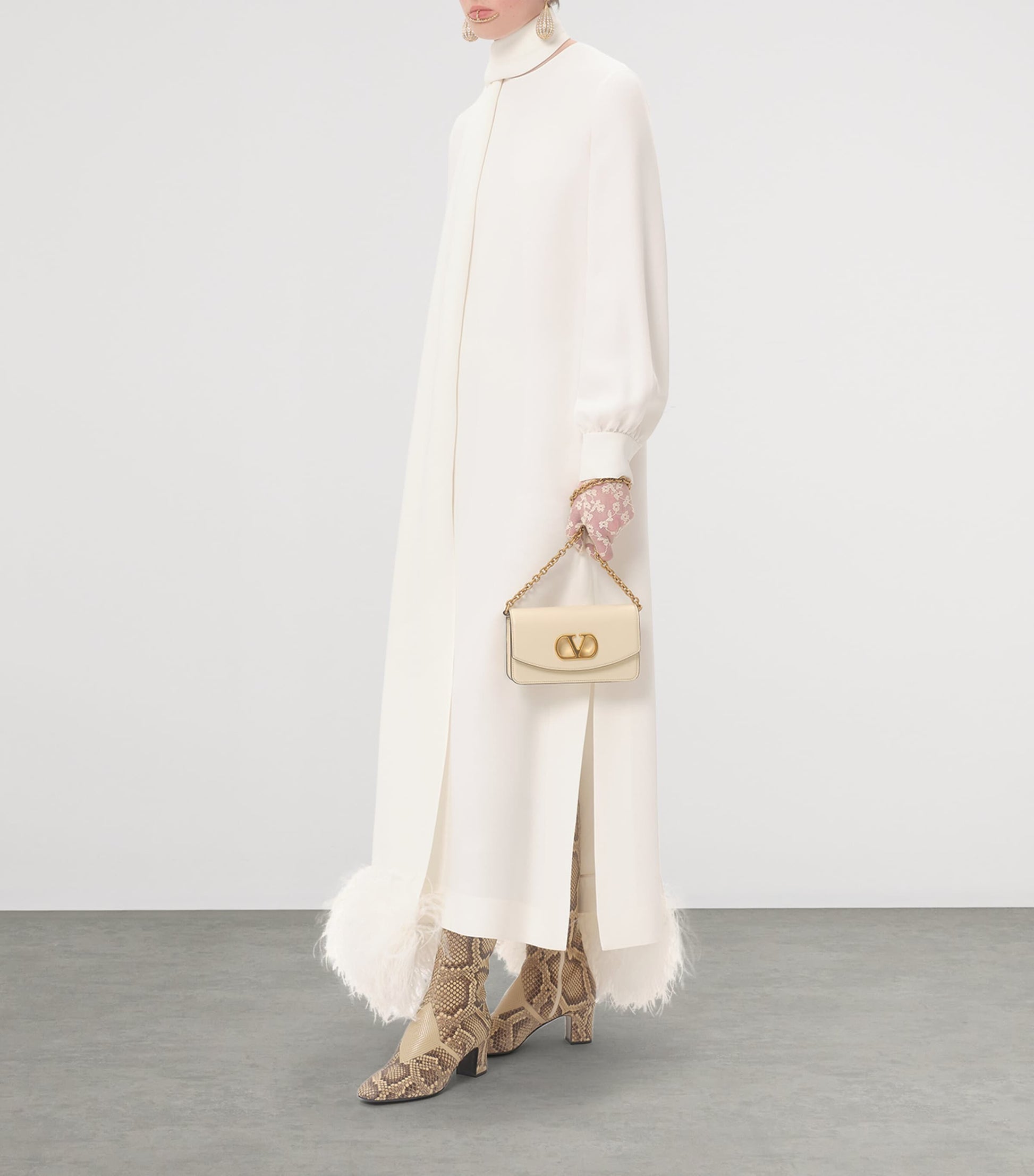 Valentino Ivory Silk Tie-Detail Maxi Dress