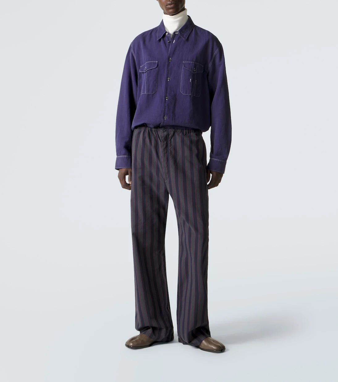 Maison Margiela - Striped cotton wide-leg pants