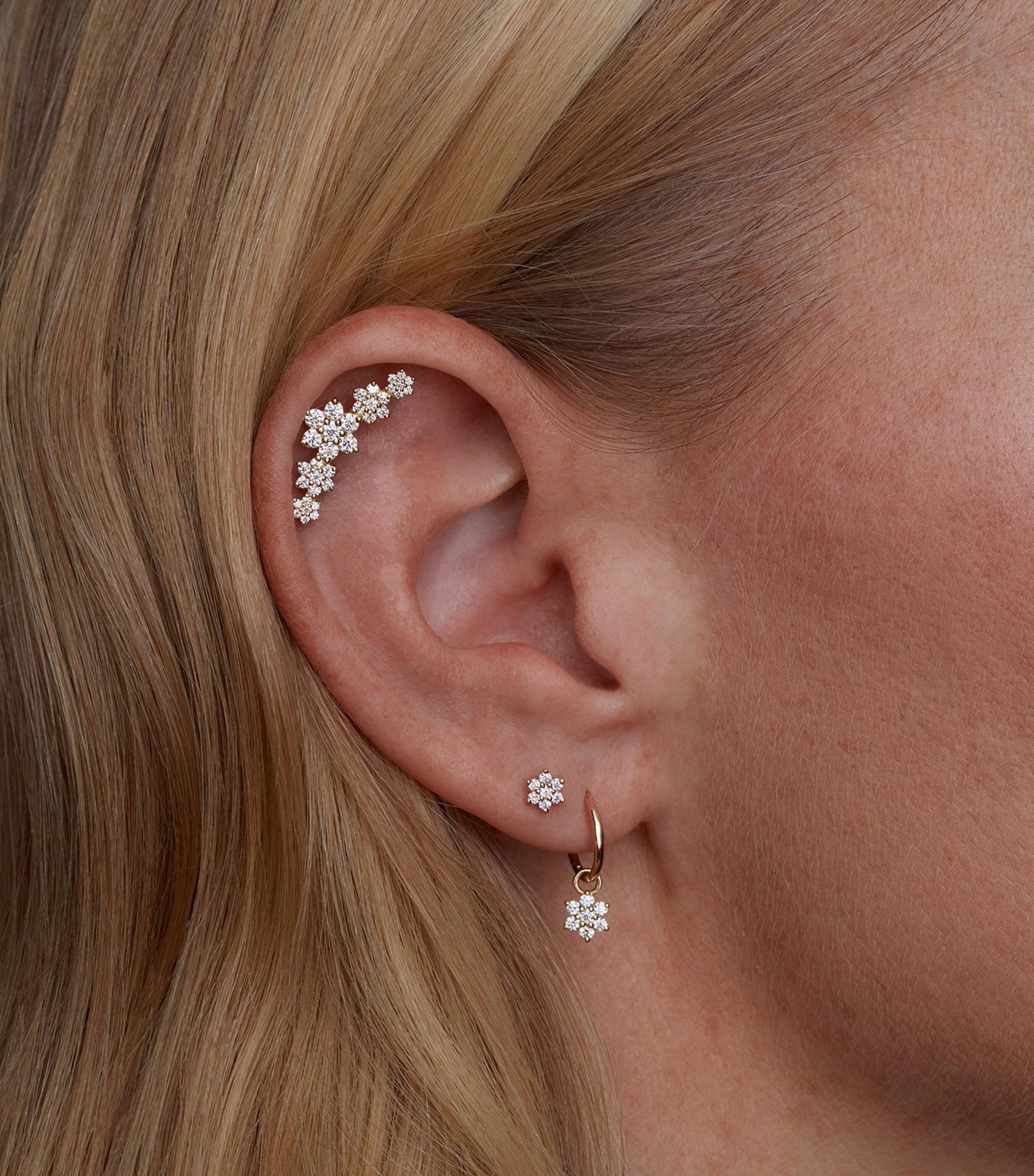 Maria Tash White Gold Diamond Flower Threaded Stud Earring (4.5mm)