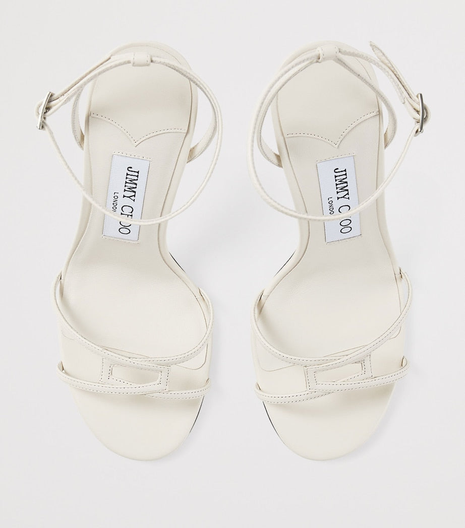 Jimmy Choo White Leo 1998 110 Leather Heeled Sandals