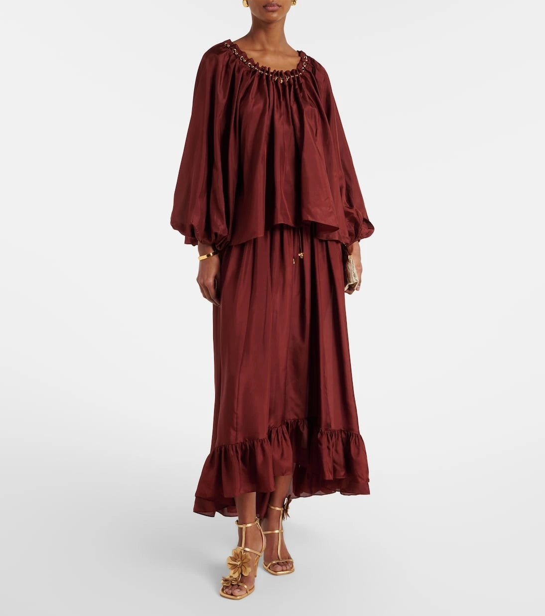 Zimmermann - Aster asymmetric beaded silk habotai blouse