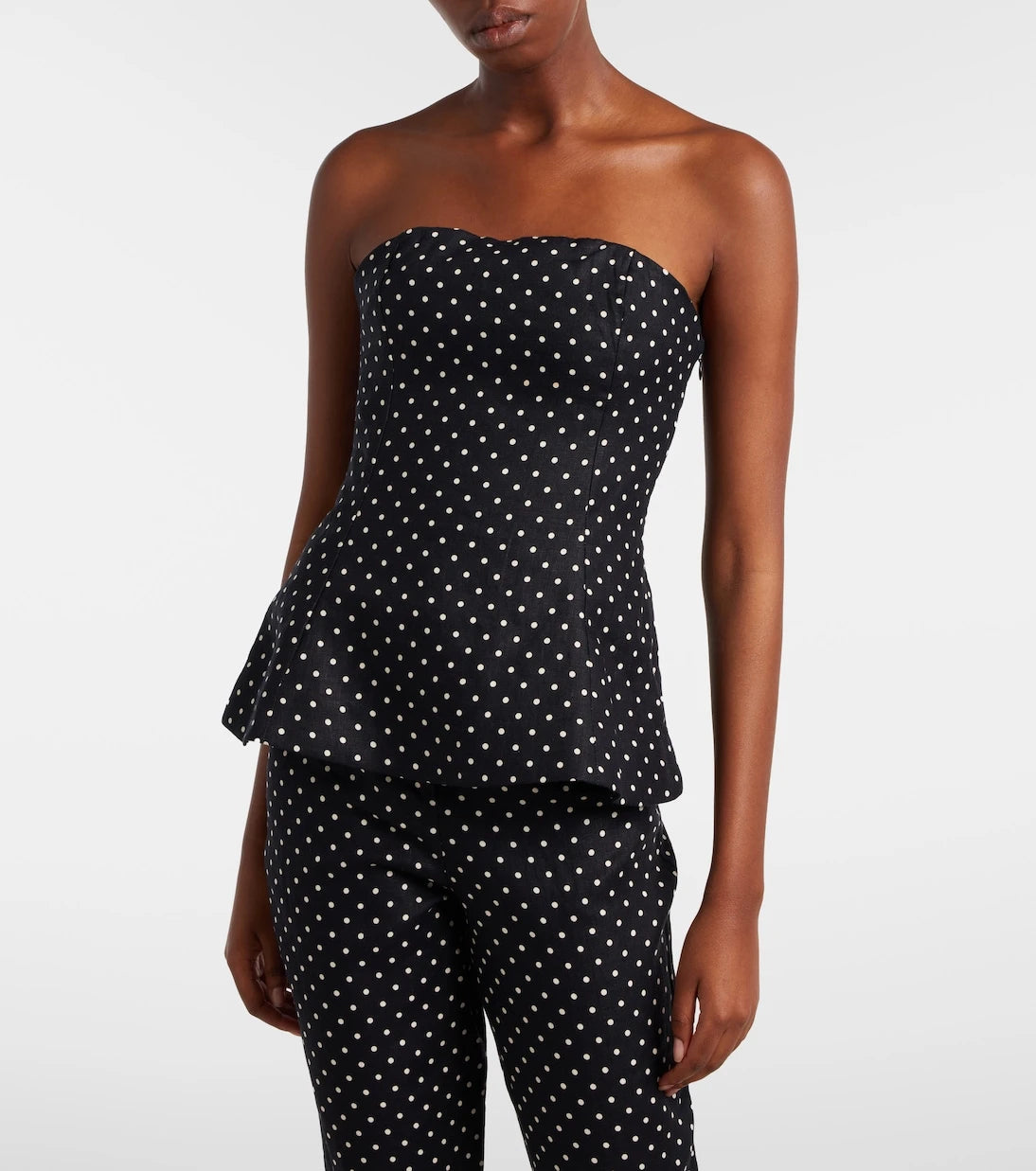Faithfull - Petro polka-dot peplum linen top