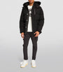Black Shearling-Collar Puffer Jacket