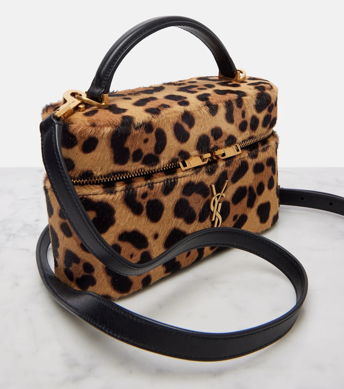 Saint Laurent - Gaby leopard-print calf hair vanity bag