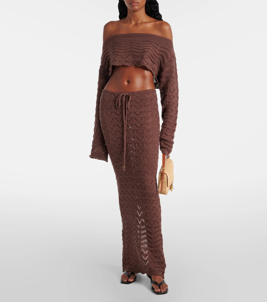 Bananhot - Helena cotton-blend crochet maxi skirt